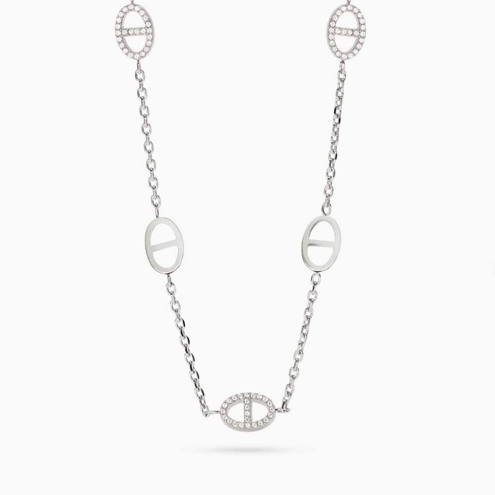 Kidult Collana Acciaio con Staffe e Cristalli