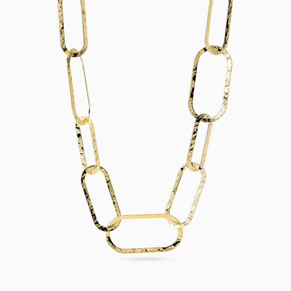 Kidult Collana Acciaio Gold Maglie Martellate