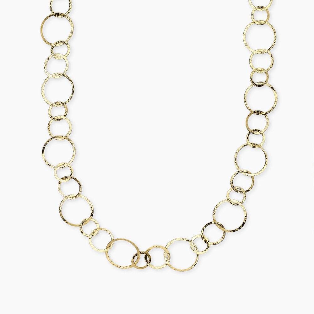 Kidult Collana Acciaio Gold Maglie Rotonde Martellate