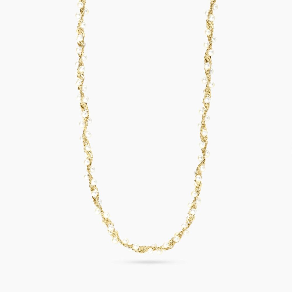 Kidult Collana Acciaio Gold con Perle Conchiglia