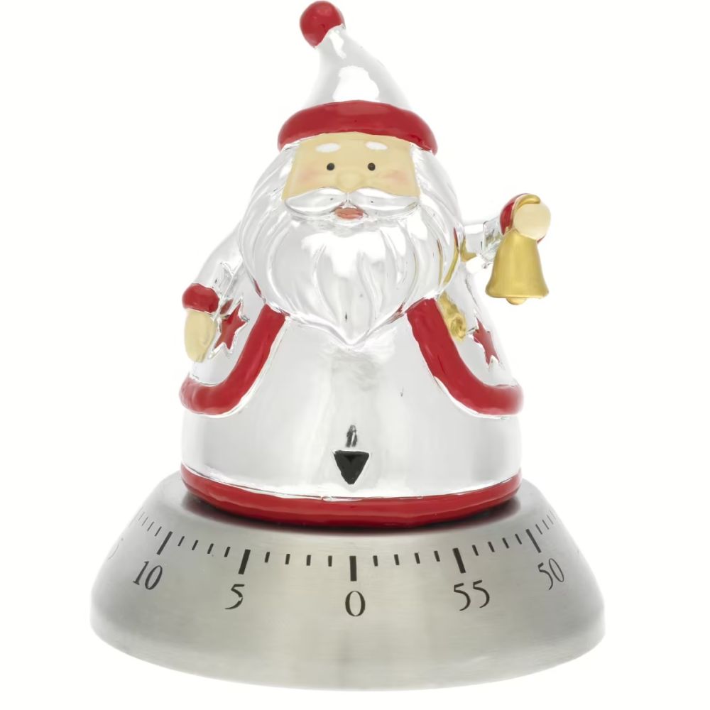 Bagutta Timer Babbo Natale Resina Argentata 8X10