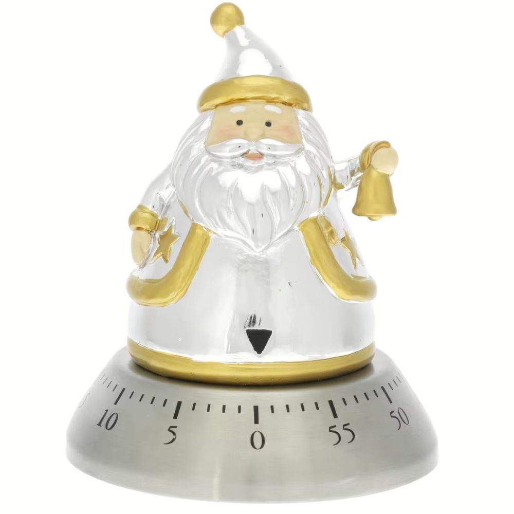 Bagutta Timer Babbo Natale Resina Argentata 8X10