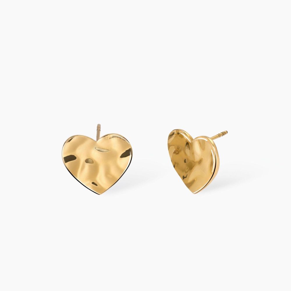  Kidult Orecchini Acciaio Gold Cuore Martellato