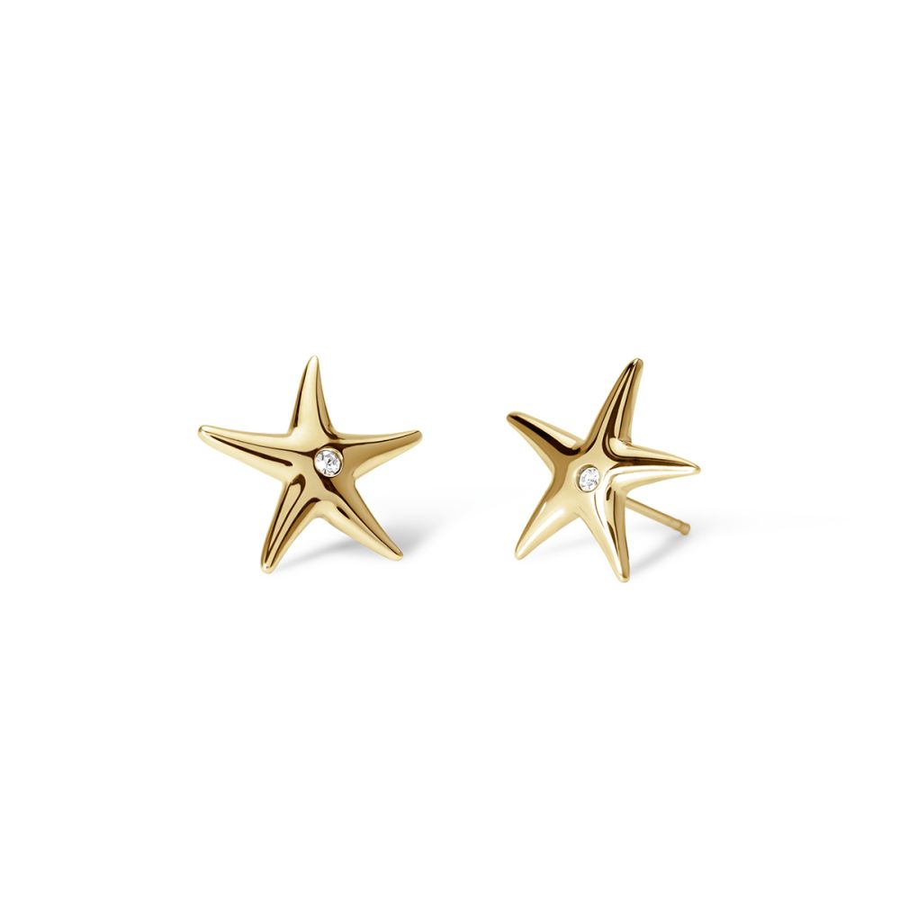 Kidult Orecchini Acciaio Dorato Stelle con Cristalli Style