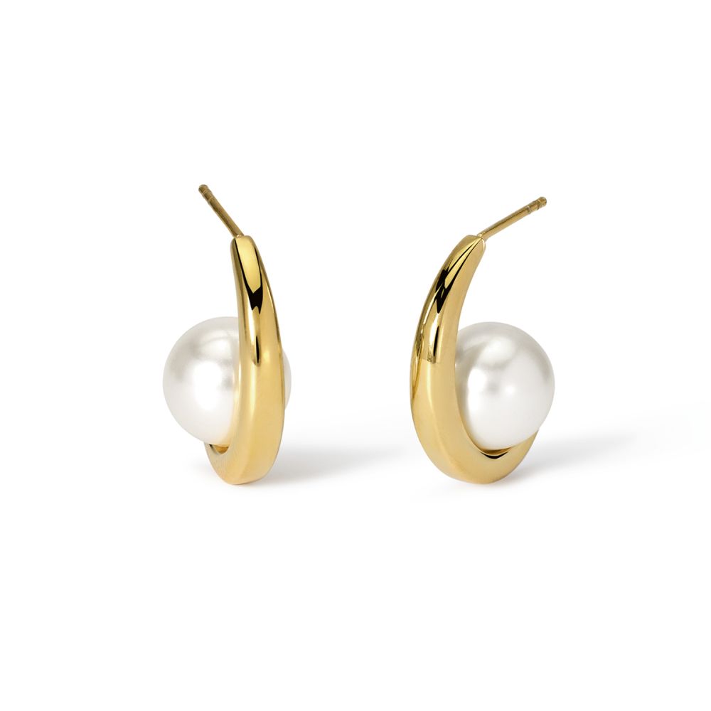Kidult Orecchini Acciaio Dorato con Perla Style
