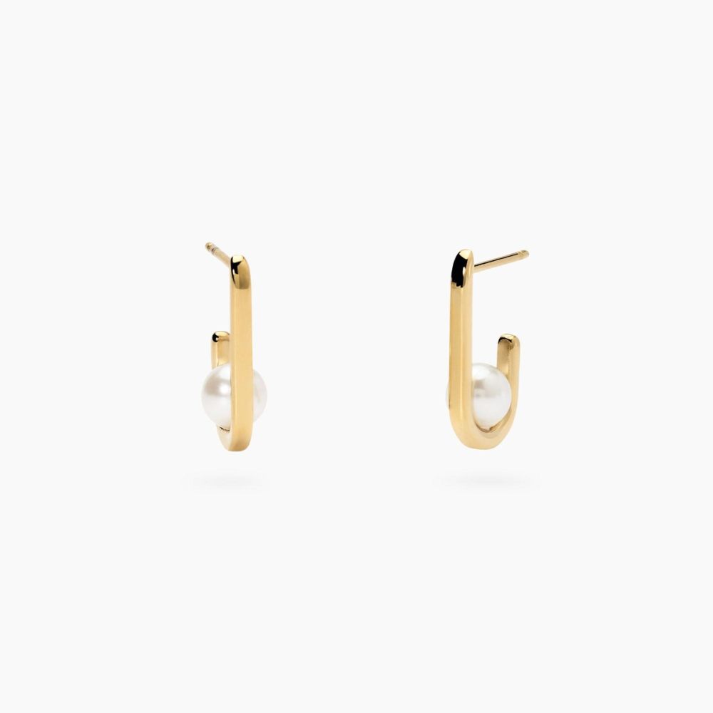 Kidult Orecchini Acciaio Gold e Perle Conchiglia Style