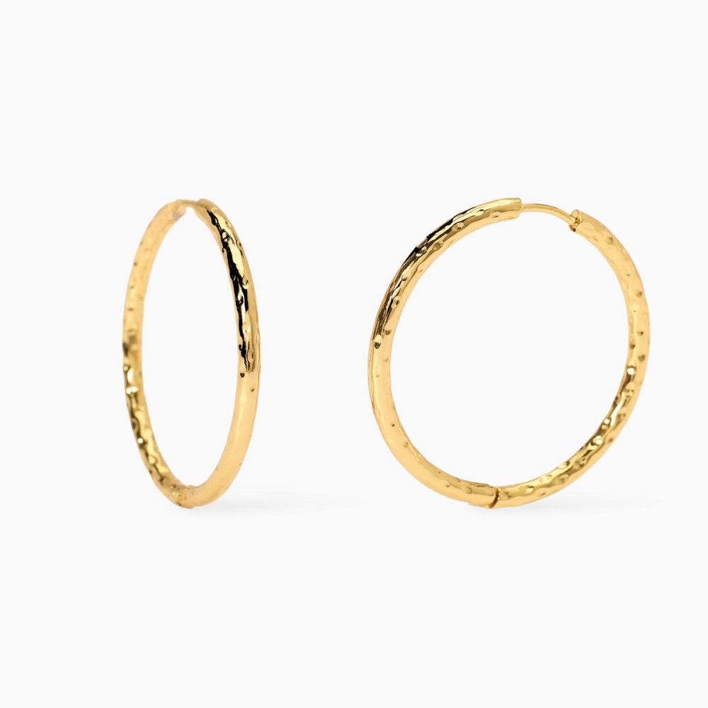 Kidult Orecchini Cerchi Martellati Acciaio Gold Style