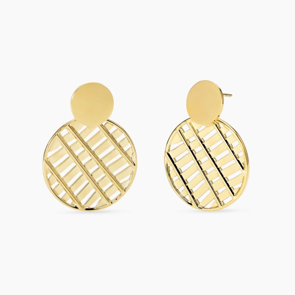 Kidult Orecchini Tondi Acciaio Gold Pendente Cerchio