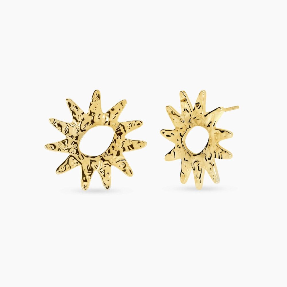 Kidult Orecchini Acciaio Gold Sole Martellato