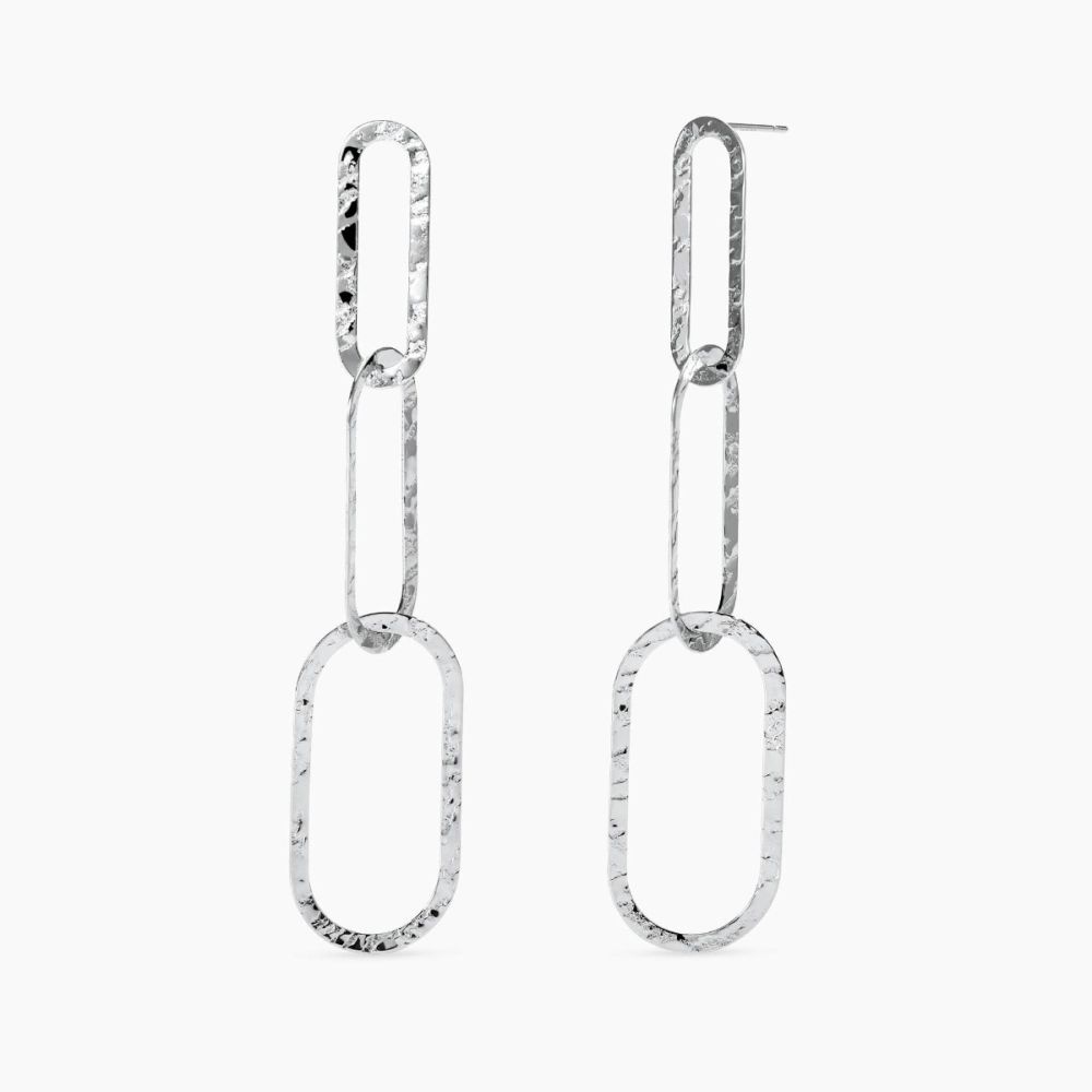 Kidult Orecchini Pendenti Acciaio Martellato