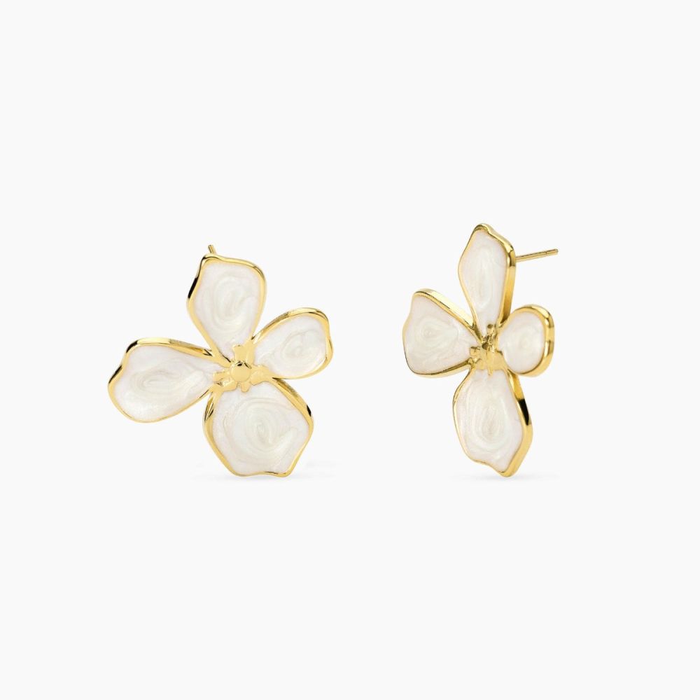Kidult Orecchini Fiore Smaltato Acciaio Gold