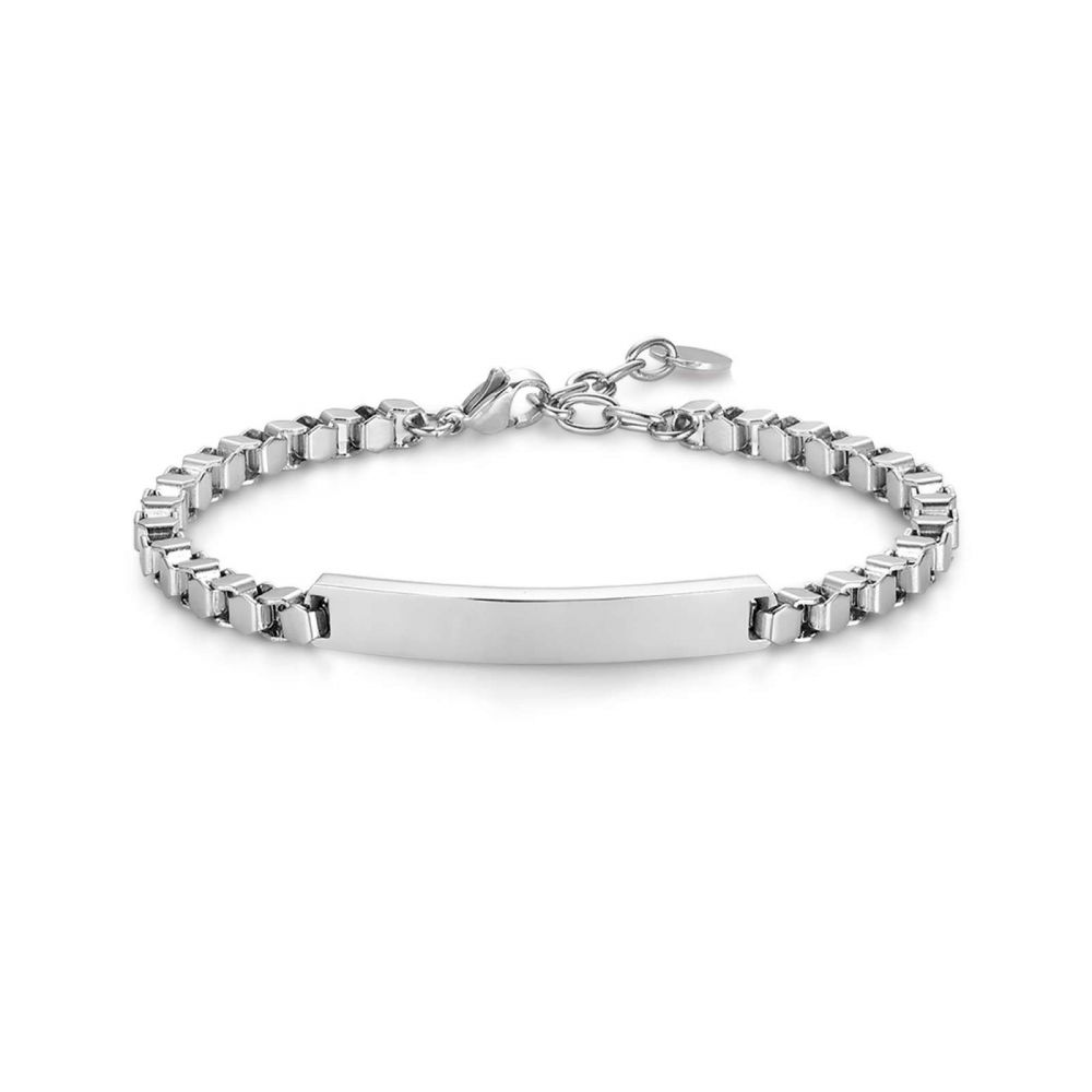Luca Barra Bracciale Uomo Acciaio Con Piastra