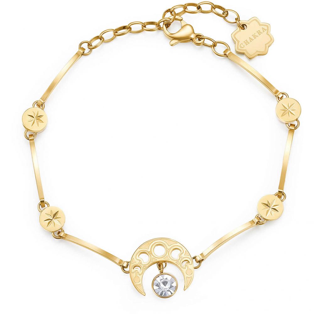 Brosway Bracciale Donna Acciaio Gold Luna Crescente e Cristalli Chakra
