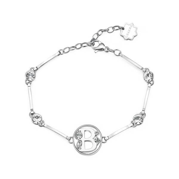 Brosway Bracciale Donna Acciaio Lettera B e Cristalli Chakra