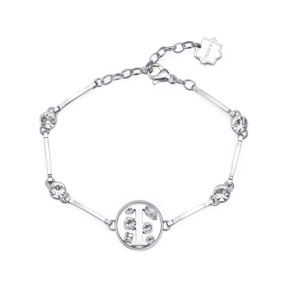 Brosway Bracciale Donna Acciaio Lettera I e Cristalli Chakra