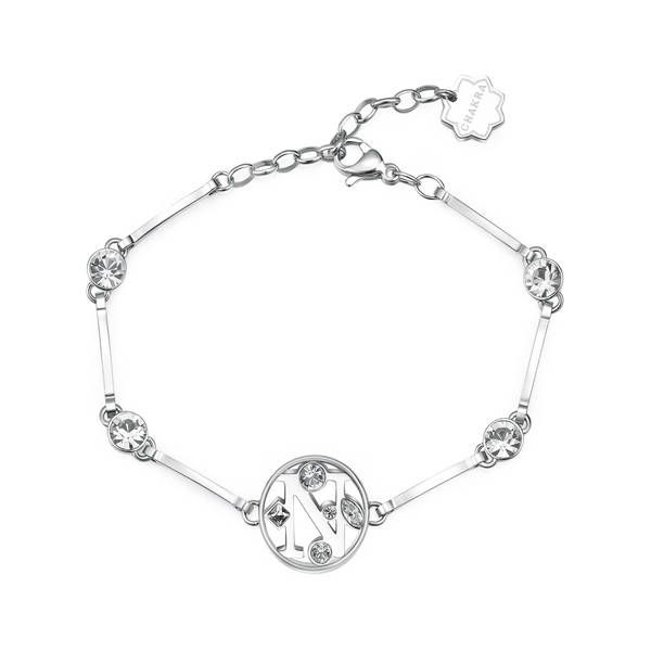 Brosway Bracciale Donna Acciaio Lettera N e Cristalli Chakra