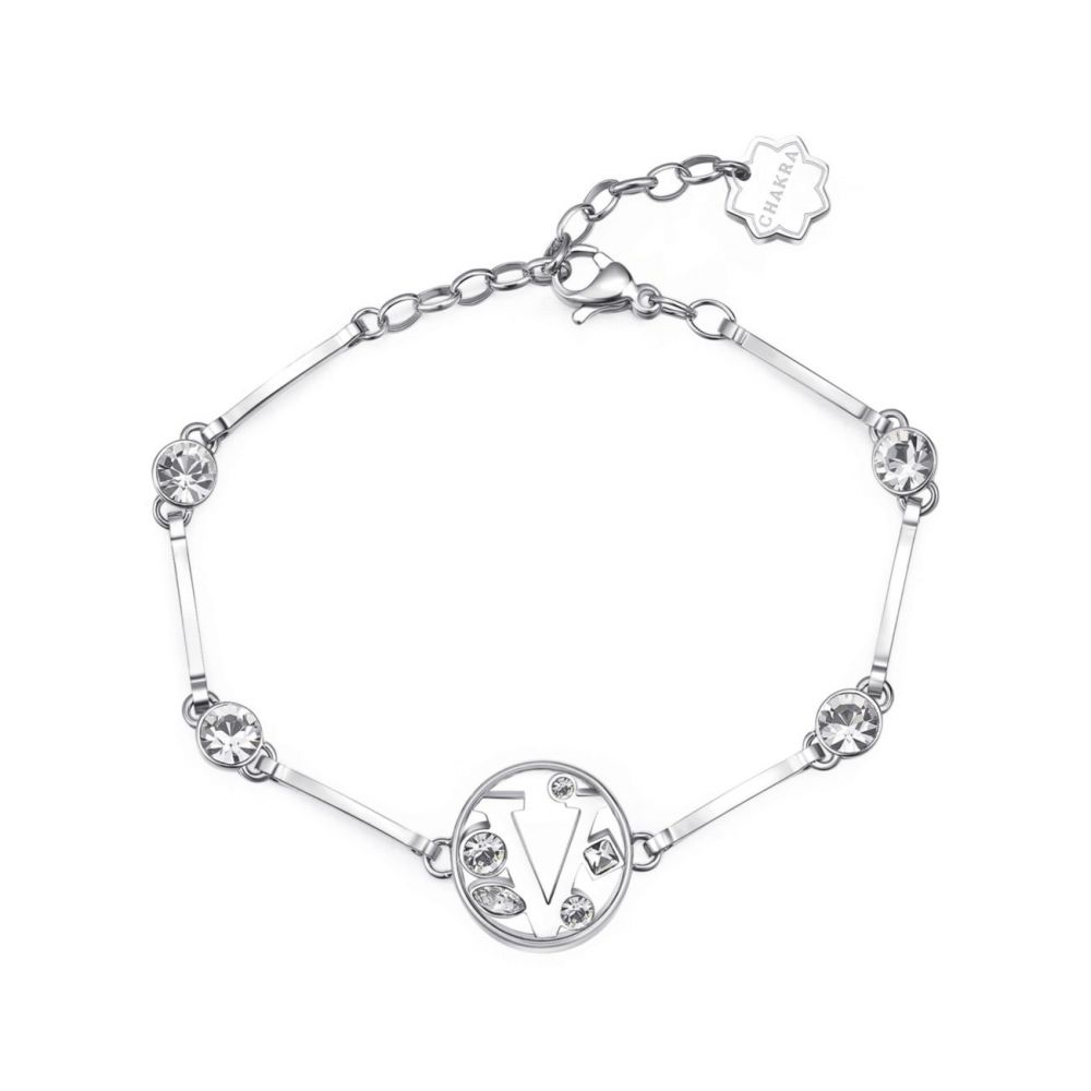 Brosway Bracciale Donna Acciaio Lettera V e Cristalli Chakra