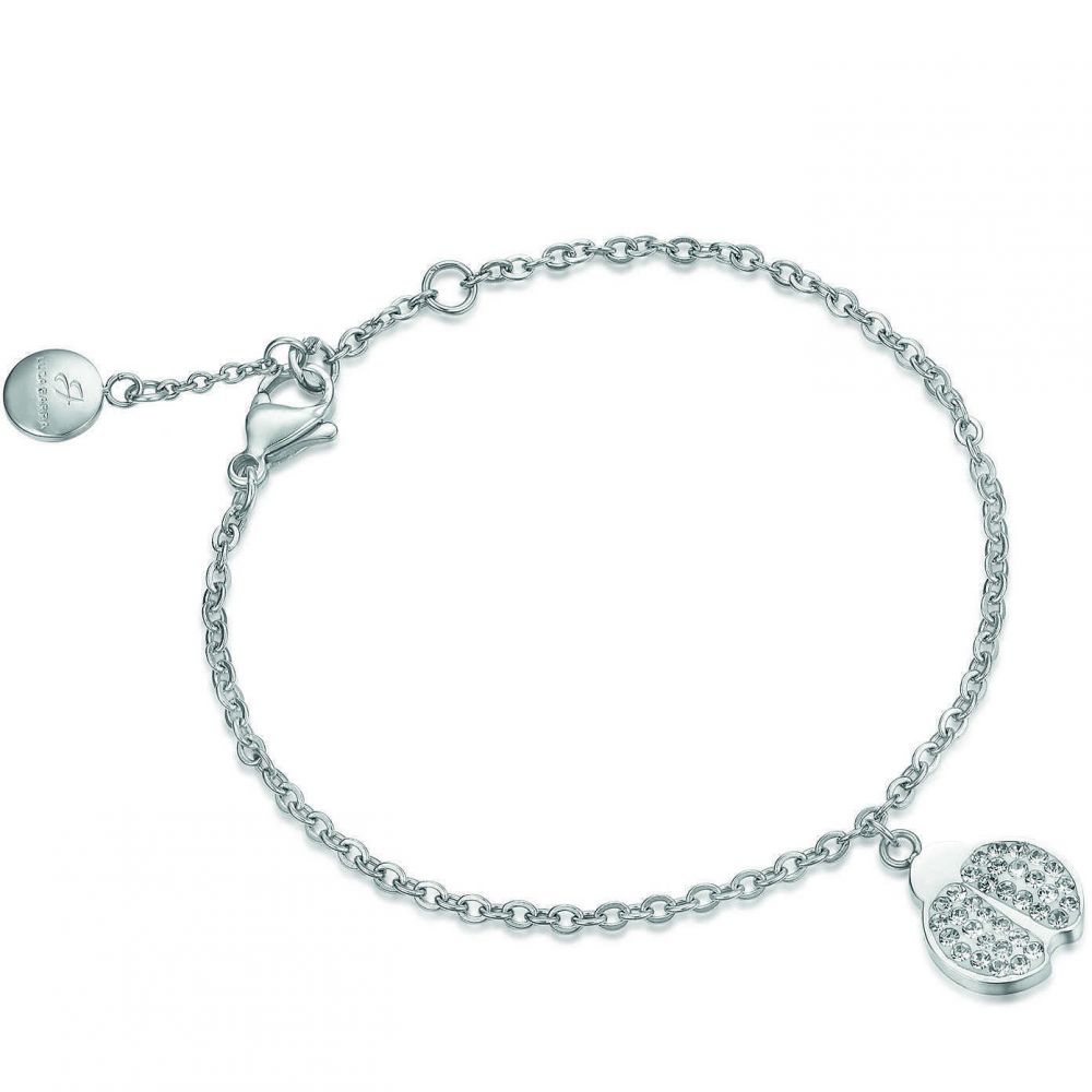 Luca Barra Bracciale Donna Acciaio Coccinella e Zirconi Bianchi
