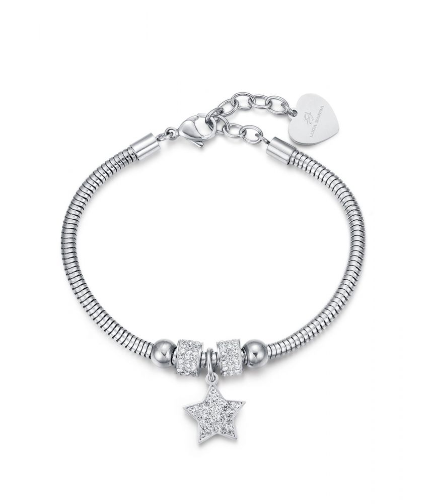 Luca Barra Bracciale Donna Acciaio Stella e Cristalli Bianchi