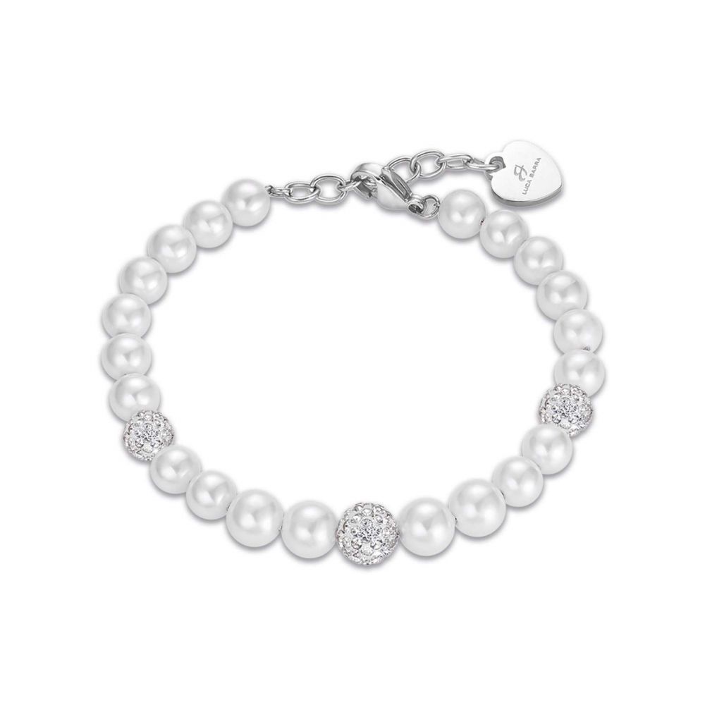 Luca Barra Bracciale Donna Acciaio Perle e Cristalli