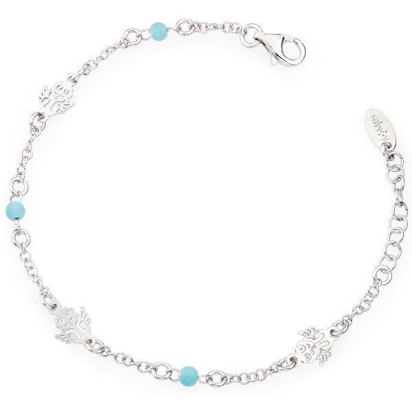 Amen Bracciale Donna Argento Angeli con Perline