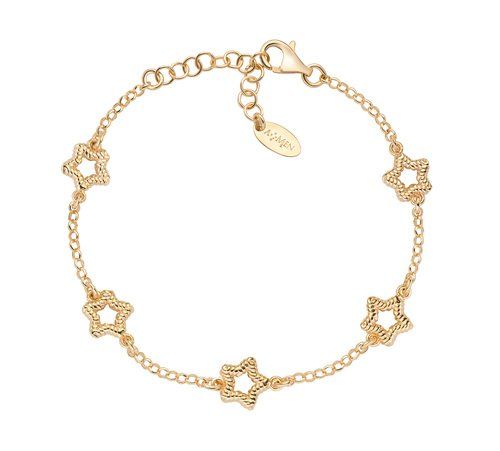 Amen Bracciale Donna Argento Gold Stelle Zirconate