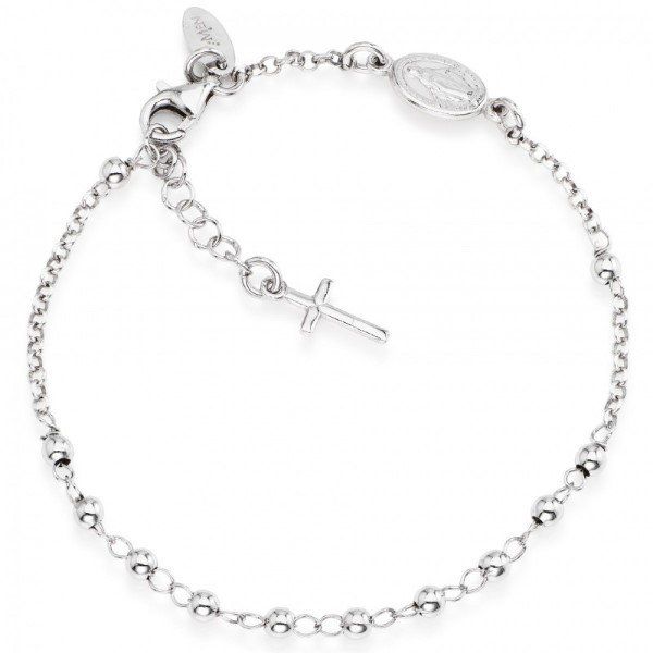 BRACCIALE ROSARIO ARGENTO RODIATO AMEN BROB4 