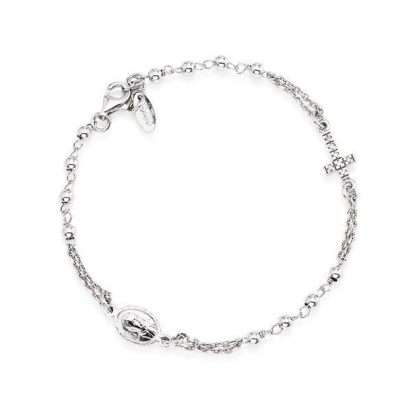 Amen Bracciale Donna Rosario Argento Rodiato Croce