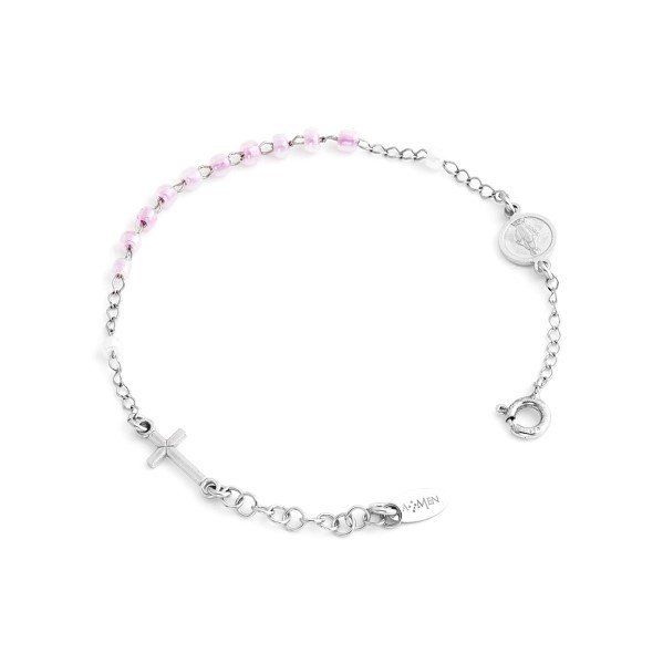 Amen Bracciale Donna Rosario Argento Junior Rosa