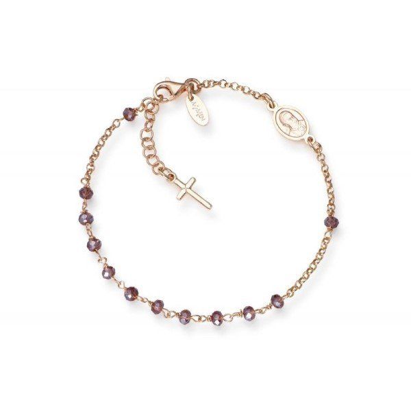 Amen Bracciale Donna Rosario Argentoe Cristalli Viola