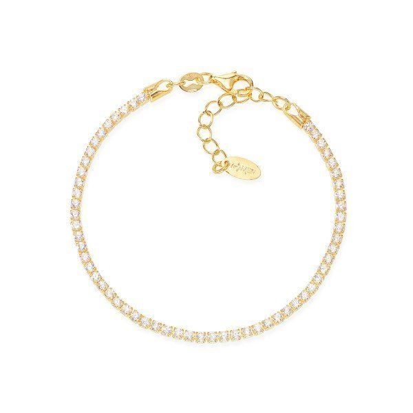 Amen Bracciale Donna Argento e Zirconi Bianchi Oro