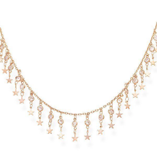Amen Collana Donna Argento e Zirconi Bianchi Rosè