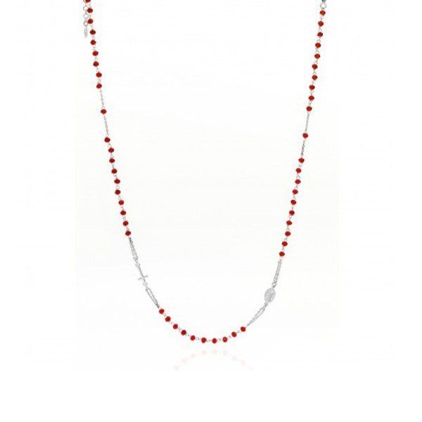 AMEN Collana rosario in argento e cristalli rossi CROBR3 