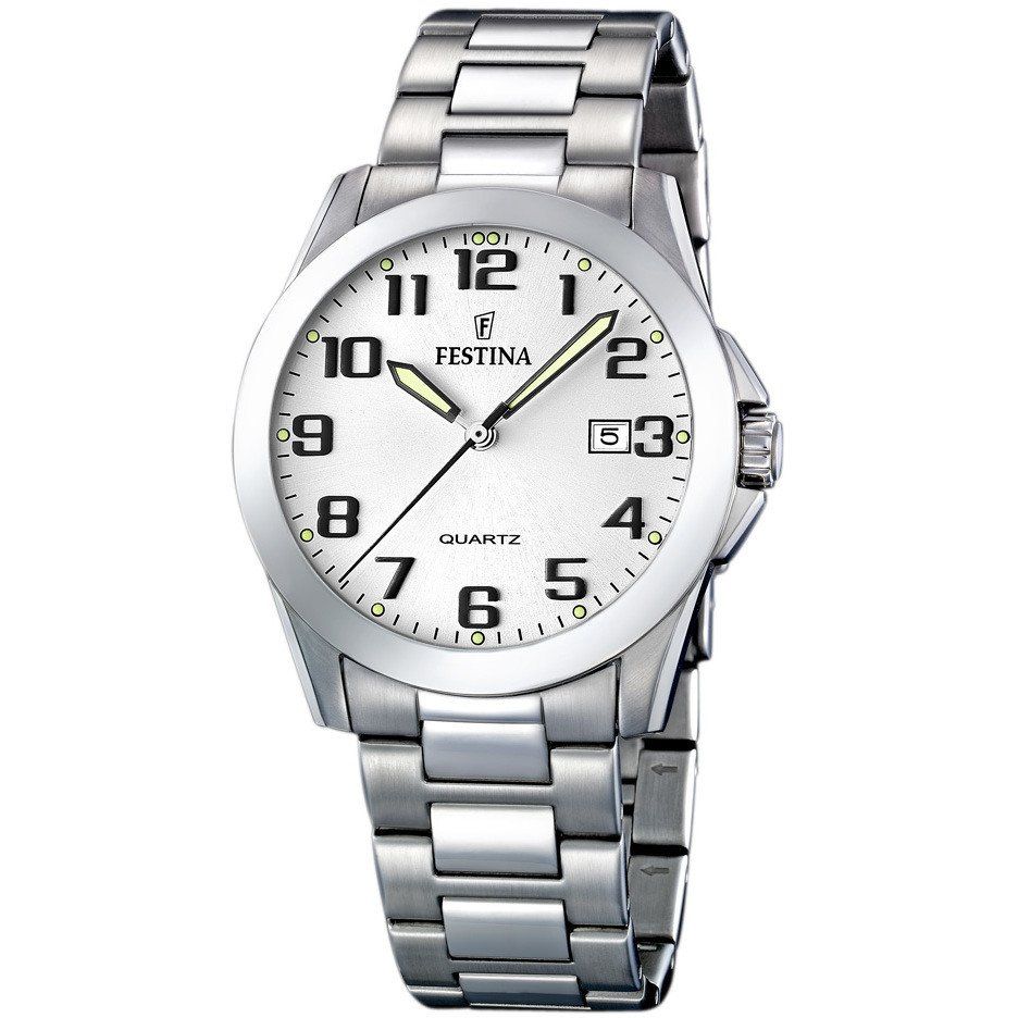 Festina Orologio Uomo Acciaio Silver Solo Tempo Bianco