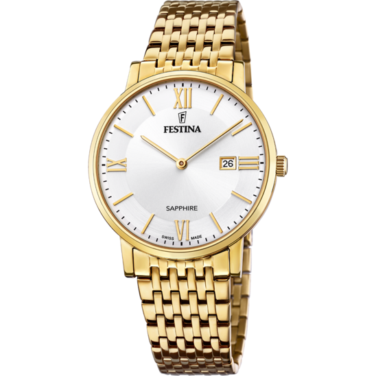 Festina Orologio Uomo Solo Tempo Swiss Made Gold