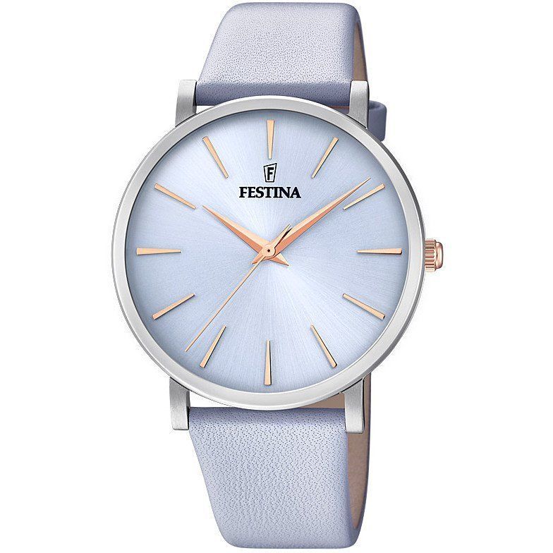 Festina Orologio Donna Acciaio Solo Tempo Pelle Lilla