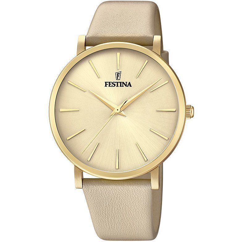 Festina Orologio Donna Acciaio Solo Tempo Pelle Beige