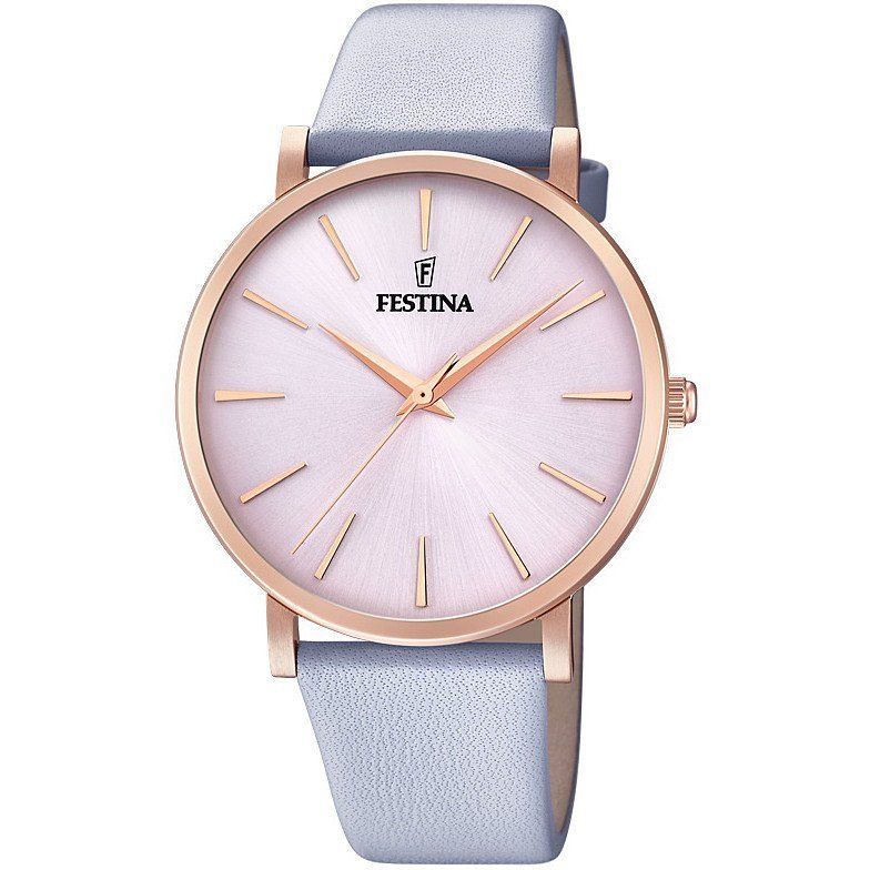 Festina Orologio Donna Acciaio Solo Tempo Pelle Celeste