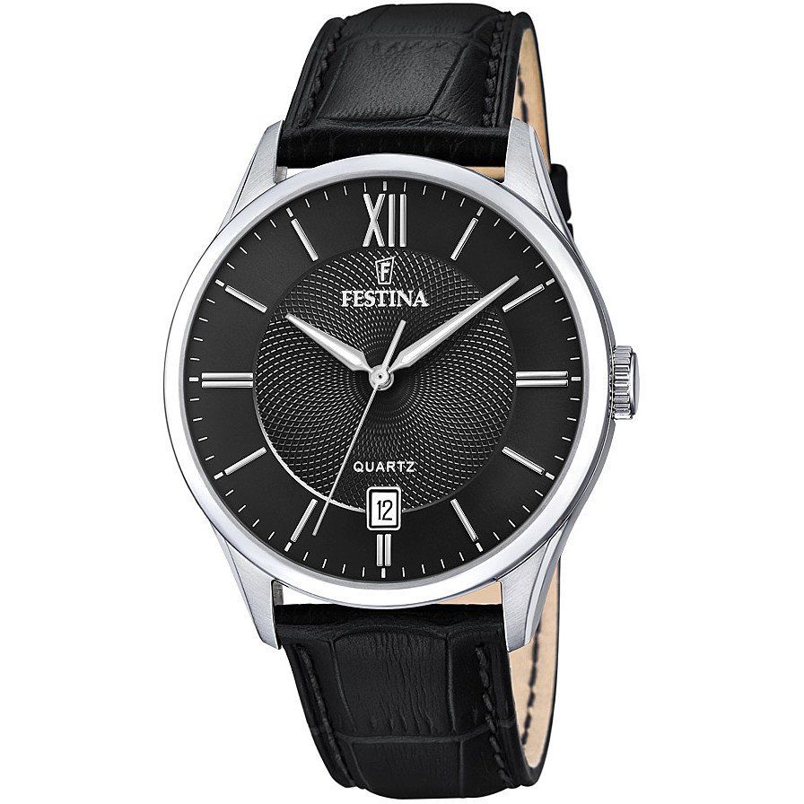 Festina Orologio Uomo Acciaio Solo Tempo Pelle Nero
