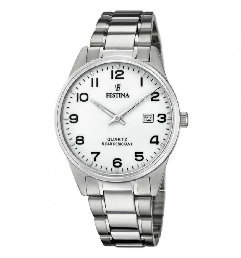 Festina Solo Tempo Uomo Acciaio Quadrante Bianco