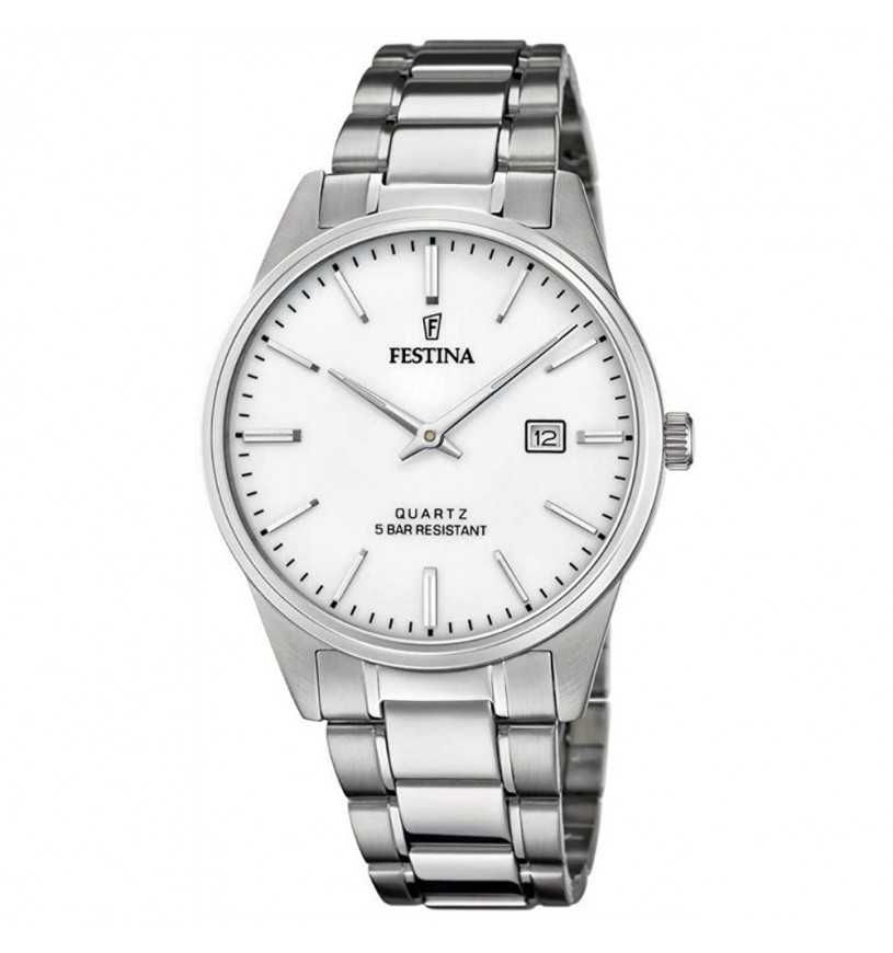 Festina Solo Tempo Uomo Acciaio Quadrante Bianco