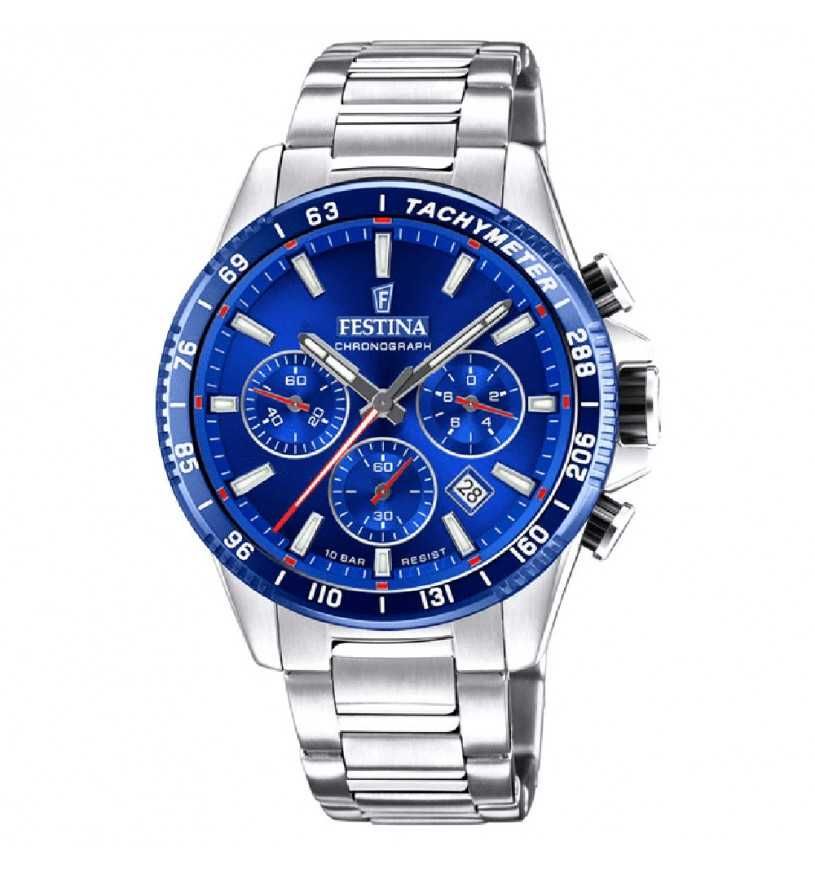 Festina Cronografo Uomo Acciaio Quadrante Azzurro