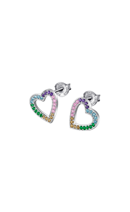 Lotus Orecchini Donna Argento Cuori Zirconi multicolor