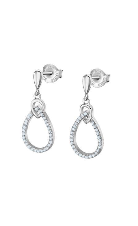 Lotus Orecchini Donna Argento Pendente con Zirconi