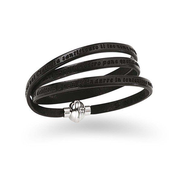 Amen Bracciale Unisex Pelle Nera Padre Nostro