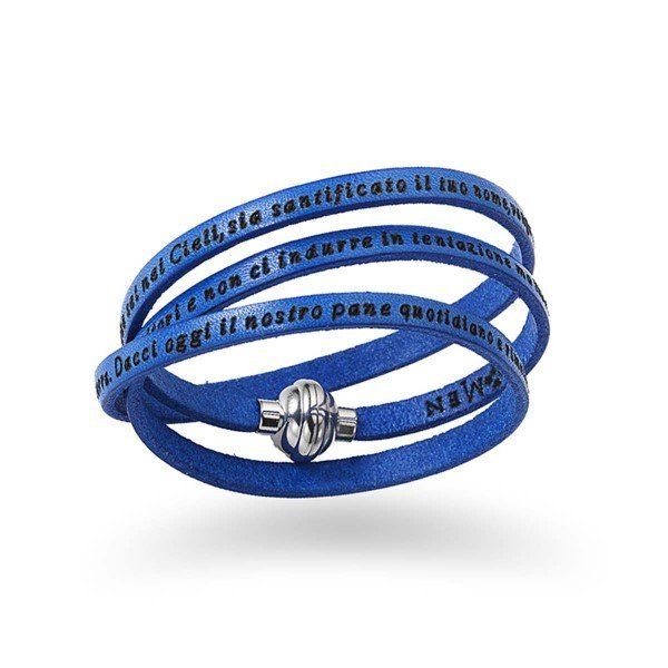 Amen Bracciale Unisex Pelle Azzurra Padre Nostro