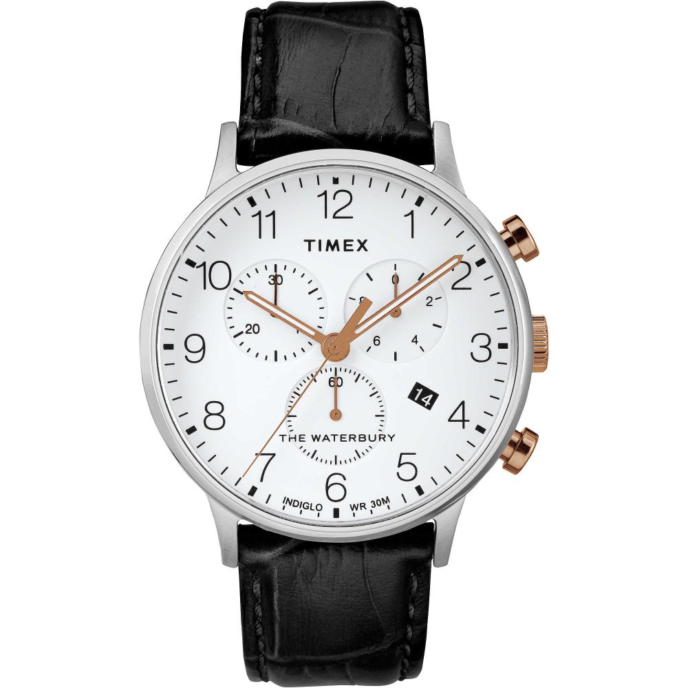 Timex Orologio Cronografo Uomo Acciaio e Pelle Waterbury