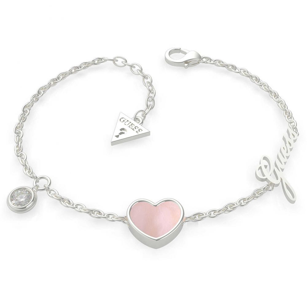 Guess Bracciale Donna Acciaio Pendenti Swarosvki e Cuore