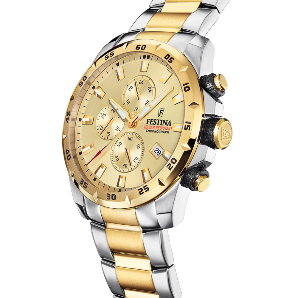 Festina Orologio Cronografo Acciaio Bicolore Quadrante Gold