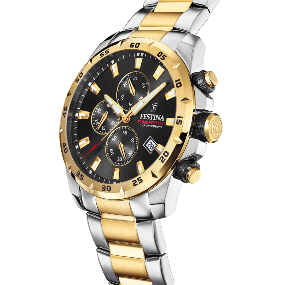 Festina Orologio Cronografo Acciaio-Gold Quadrante Nero